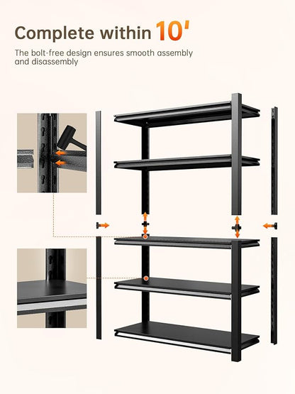 JHYKHG 63" H Storage Shelves, 5-Tier Heavy Duty Garage Shelving, Adjustable - Image 7