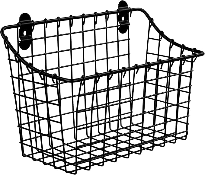 Spectrum Large Wall Mounted Wire Basket Matte Black Kitchen Wall Mount by Unknown