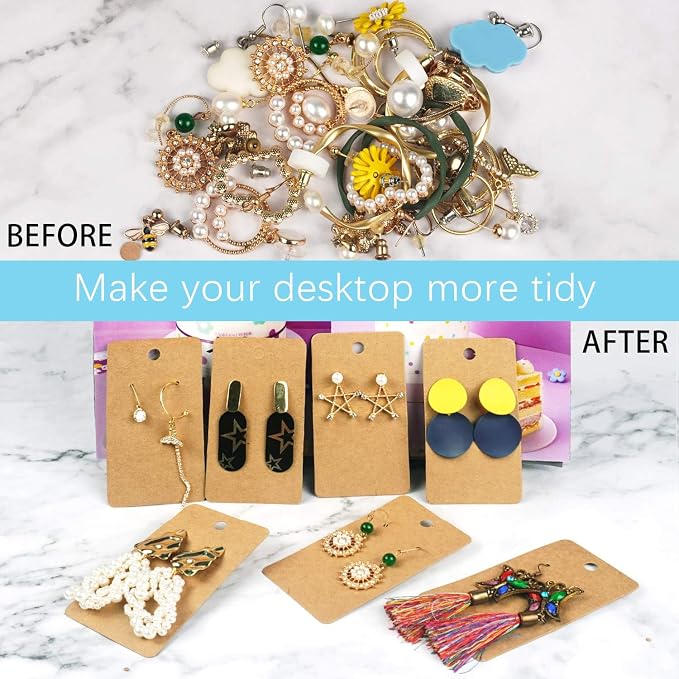 Kraft Paper Earring Display Cards, 500 Pack, 3.5 x 2 Inches - Image 2