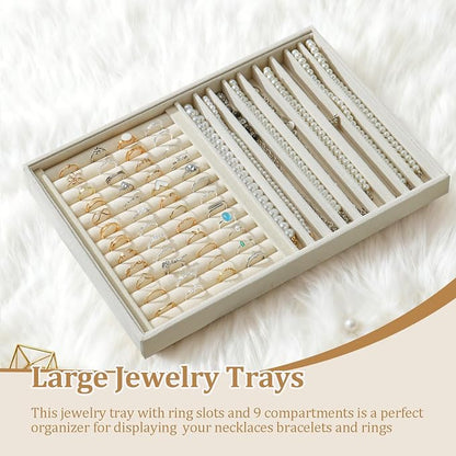 Large Jewelry Organizer for Drawer Insert Velvet Stackable Jewelry Trays for - Image 4