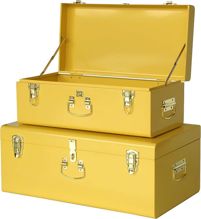 Vixdonos Storage Trunk Chest Decorative Large Metal Box Set of 2 College Dorm by Vixdonos
