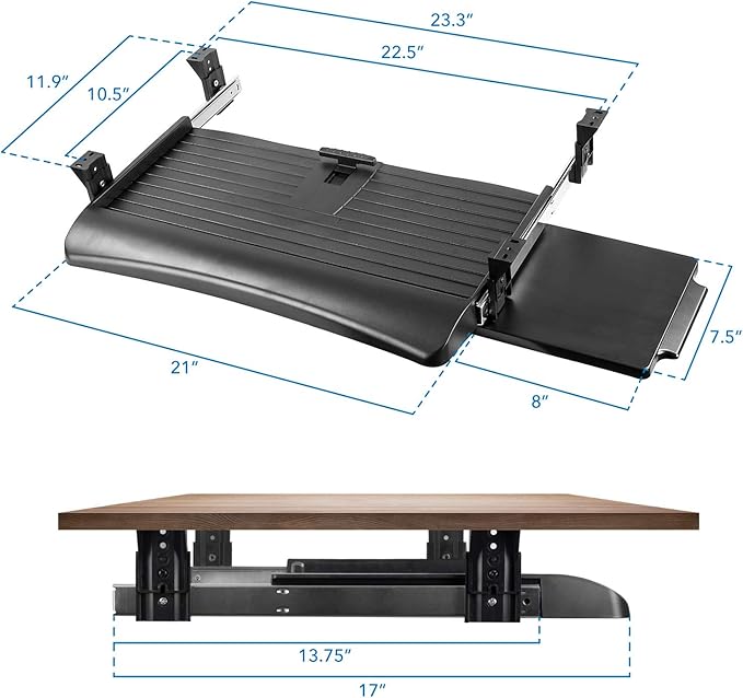 Mount-It! Under Desk Keyboard Tray, Slide-Out Keyboard & Mouse Drawer, - Image 7