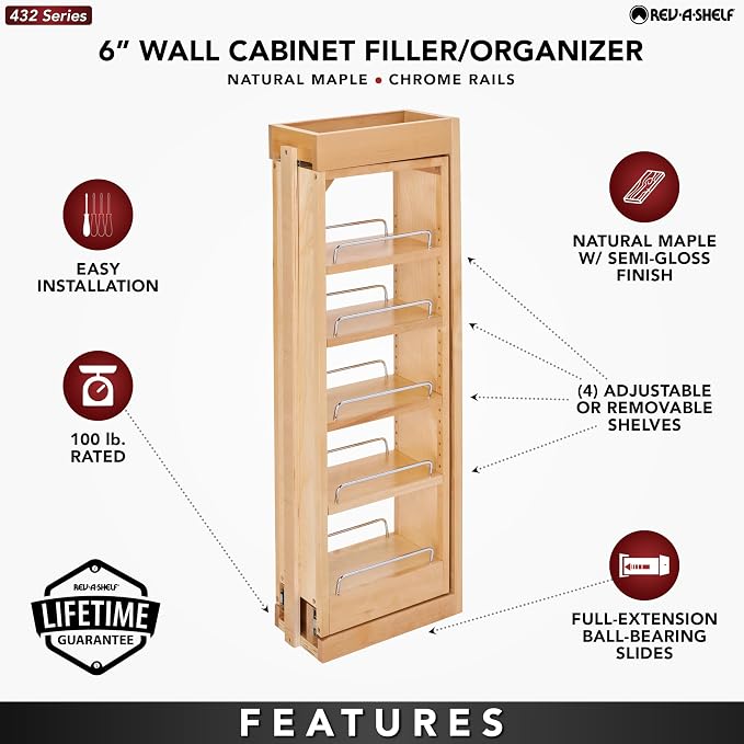 Rev-A-Shelf 6"W x 33"H Pull Out Quad Shelf Organizer - Image 5