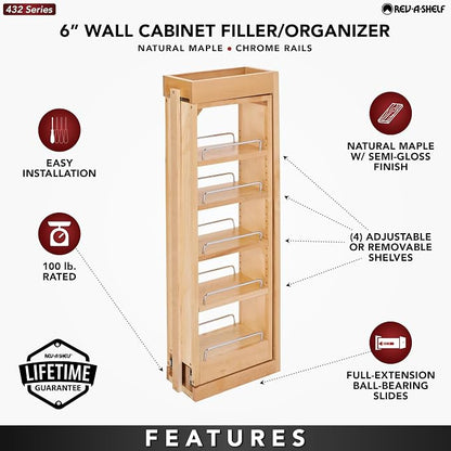 Rev-A-Shelf 6"W x 33"H Pull Out Quad Shelf Organizer - Image 5