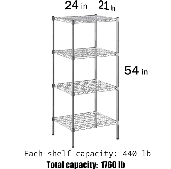 21" Deep x 24" Wide x 54" Height Wire Shelving Kit | 4-Tier | NSF Commercial - Image 3