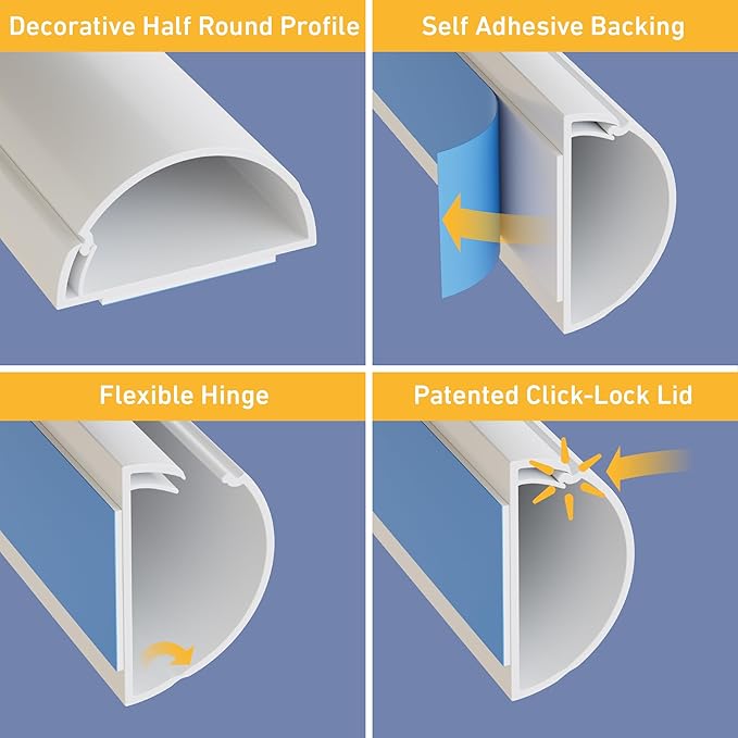 D-Line 157in Cord Cover Kit, Self-Adhesive Wire Hiders, Paintable Cable Raceway - Image 3