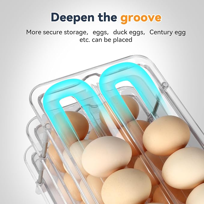 Refrigerator Egg Holder, Self-Rolling Refrigerator Egg Container, Stackable Egg - Image 5