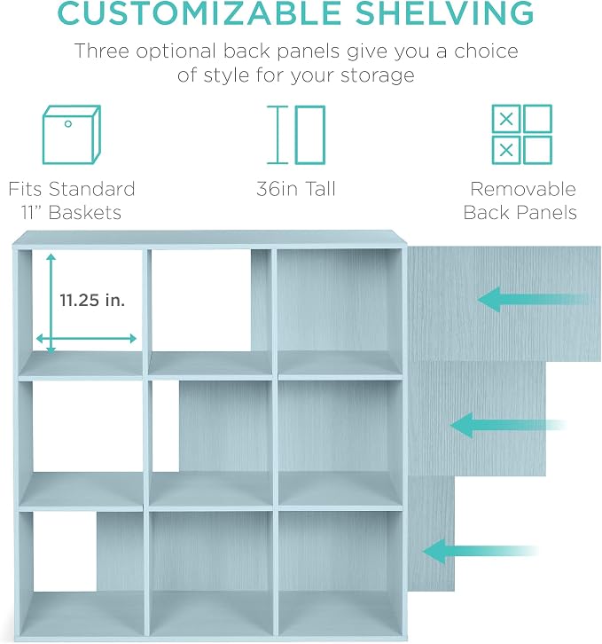 Best Choice Products Kids Bookcase 9-Cube Storage Organizer, 11in Shelf Opening - Image 3