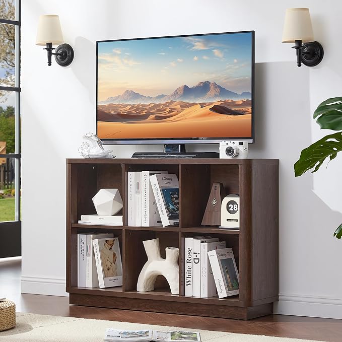 6 Cube Storage Bookcase, Wood Floor Standing 2-Tier Bookshelf - Image 7