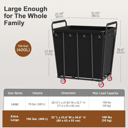 Hoctieon Large Laundry Cart - Image 9