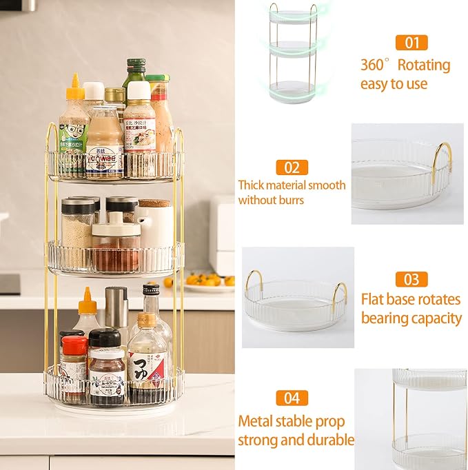 360 Rotating Makeup Organizer for Vanity, Bathroom Countertop Spinning Perfume - Image 5
