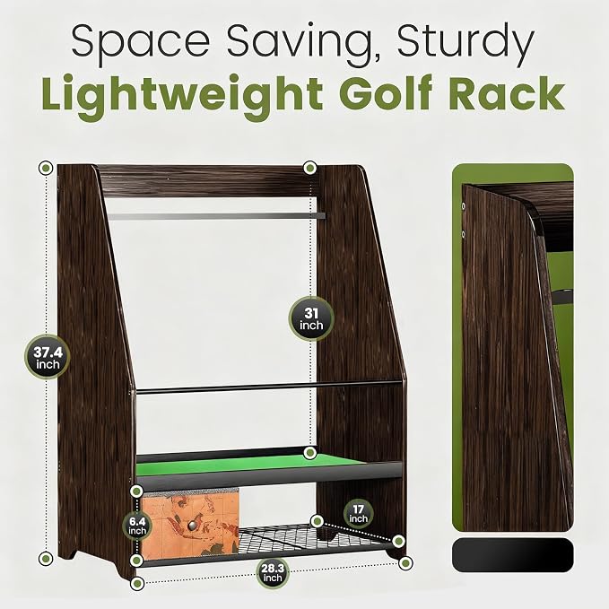 Golf Bag Organizer Rack – Large Wooden Golf Storage - Image 3