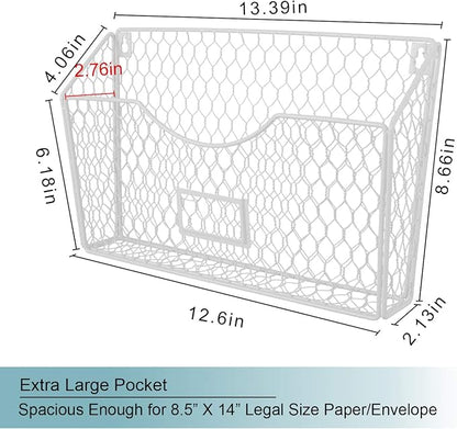 6 Pockets Hanging File Holder Wall Mount Mail Organizer Metal Chicken Wire - Image 4