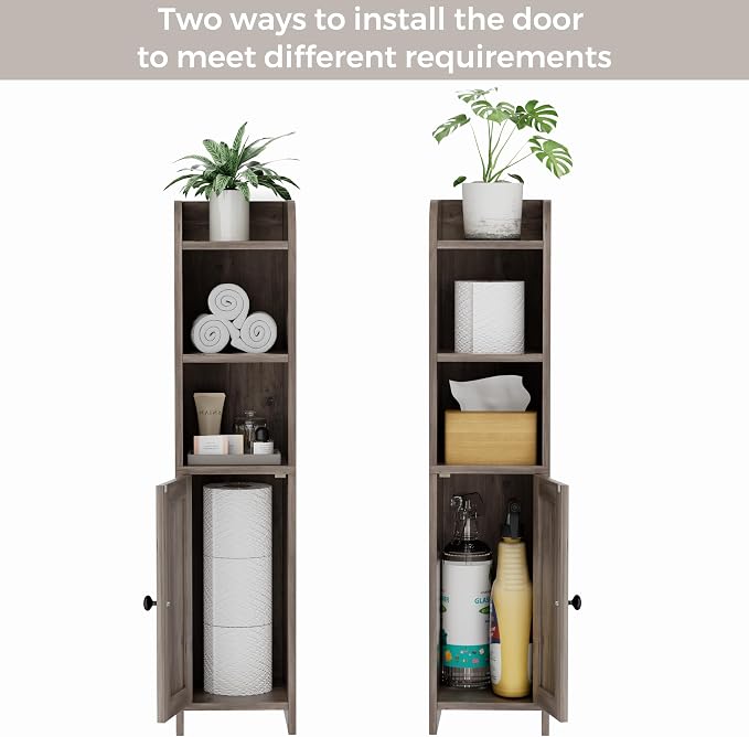 Homhedy Small Bathroom Storage Cabinet, Narrow Toilet Paper Cabinet | Corner - Image 4