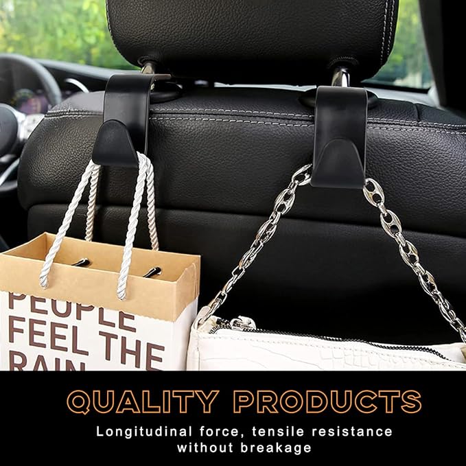 povtii 4PCS Car Seat Headrest Hook, Auto Back Seat Hanging Storage Organizer - Image 5