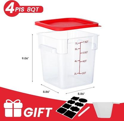 4 Pack Food Storage Containers, 8 Quart - Image 2