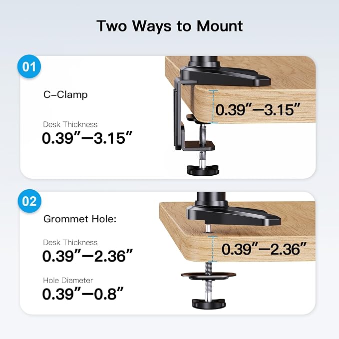 HUANUO Triple Monitor Mount for 17 to 32 inch Screens, Adjustment Triple - Image 8