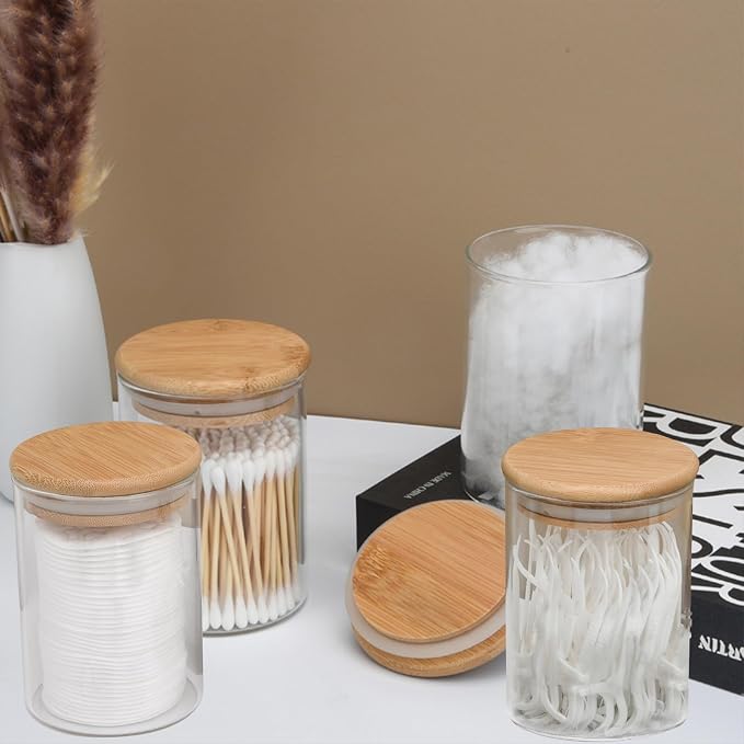 4 Pack Glass Qtip Holder Dispenser Set - Image 3
