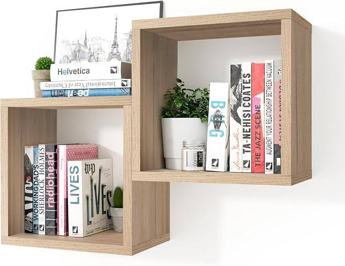 Cube Floating Shelves Set2, Display Shelves Wall Mount 7.75" D x 12.5" W x by Kaboon