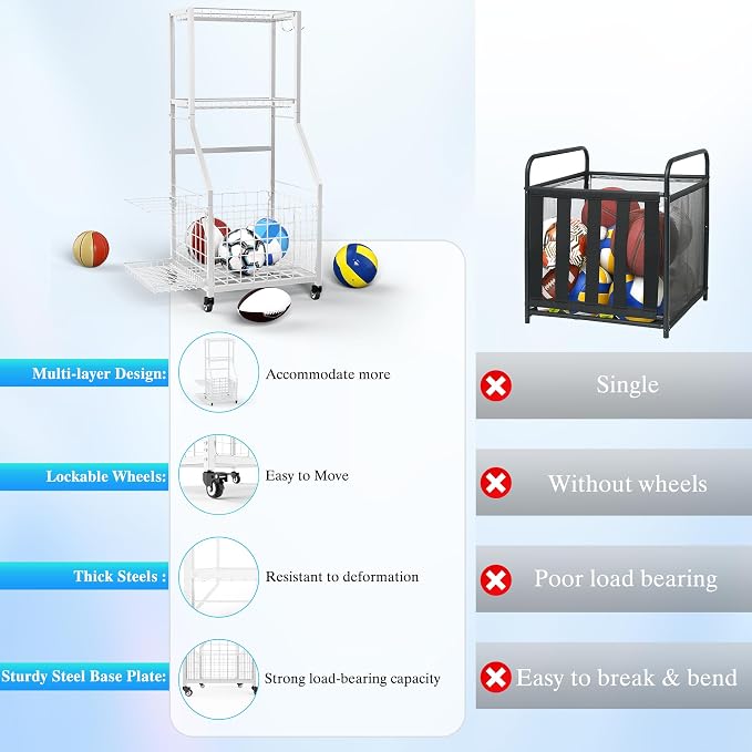 Sports Equipment Garage Organizer, Garage Ball Storage Rack - Image 8