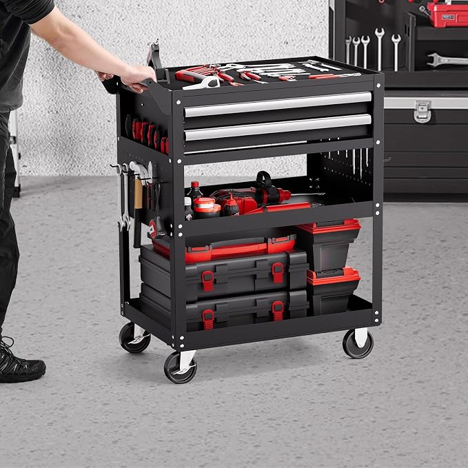 VEVOR 5-Tier Tool Cart with Wheels, 400 lbs Load Capacity, Rolling Work Cart - Image 8