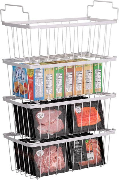 4 Pack Freezer Organizer Bins for 7 Cu.FT Chest Deep Freezer Sort Frozen Meats by Coobest
