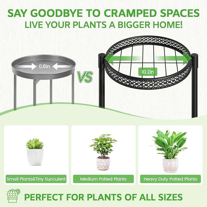 Oppro 3 Tier Large Plant Stand Indoor Outdoor Clearance, Metal Flower Shelf Pot - Image 3