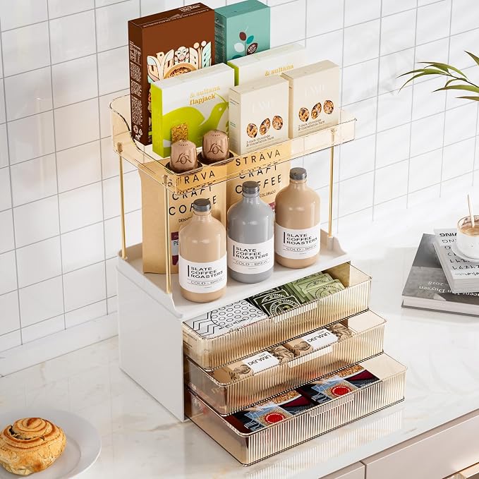 Delamu Bathroom Organizers and Storage, 2 Tier 3 Drawer Makeup Organizer - Image 7