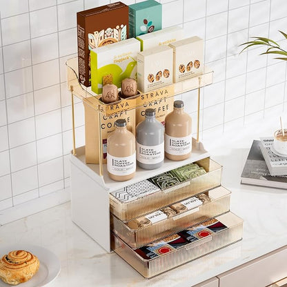 Delamu Bathroom Organizers and Storage, 2 Tier 3 Drawer Makeup Organizer - Image 7