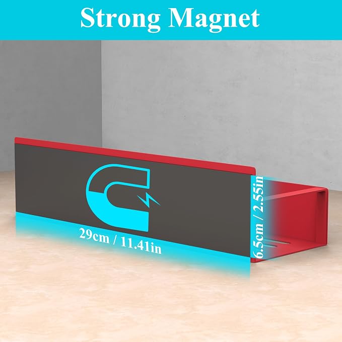 Metal Magnetic Spice Rack for Refrigerator Red, 6 Pack | Magnetic Shelves Heavy - Image 3