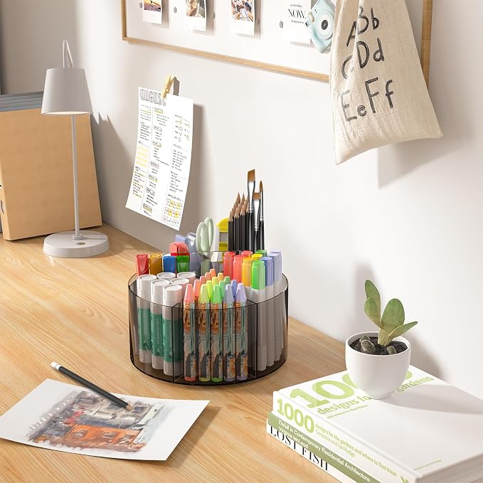 Acrylic Pen Organizer, 360 Degree Rotating Desk Organizer - Image 3