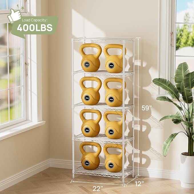 Golpart 5Tier Adjustable Storage Shelves Metal Wire Shelving Standing Shelf | - Image 3