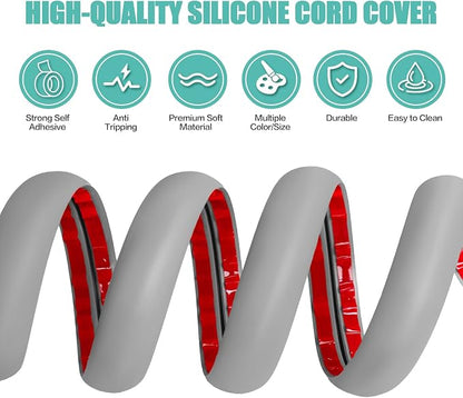 Floor Cord Cover Self Adhesive Cord Hider, 3.3FT Cable Management, Extension - Image 3