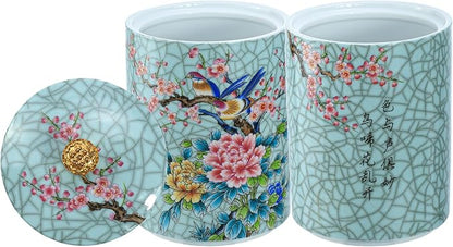 Enamel Ceramic Tea Caddy Tea Canister Tea Storage Container Tins Jar - Image 5