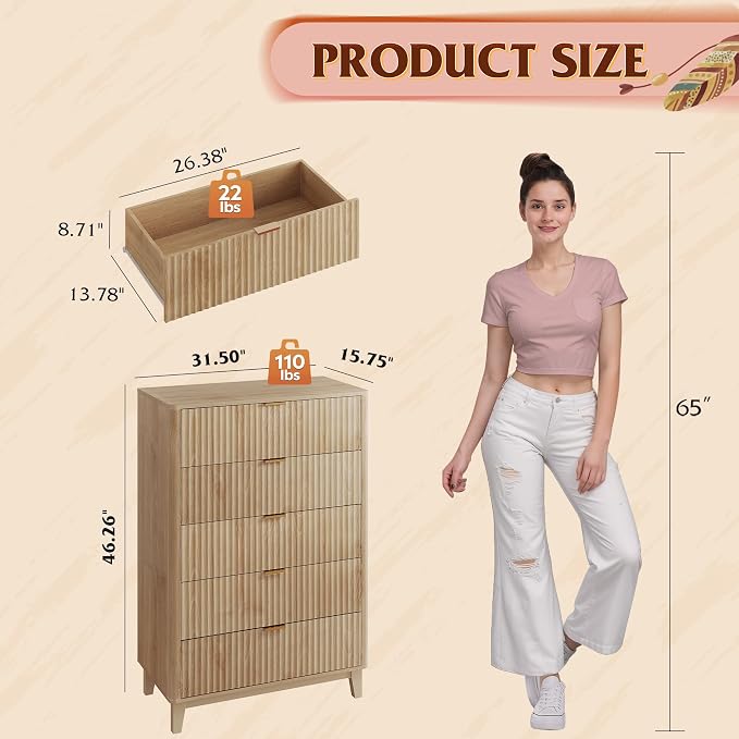 WLIVE Fluted Dresser for Bedroom - Image 3