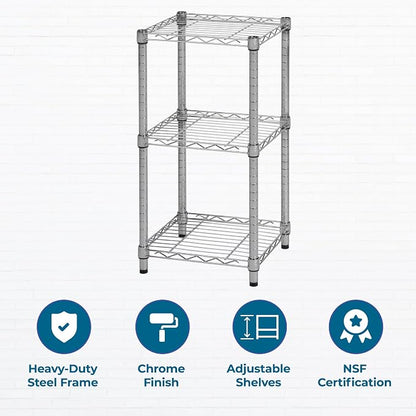 Honey-Can-Do 3-Tier Stackable Chrome Wire Shelf, 200 lb/Shelf - Image 5