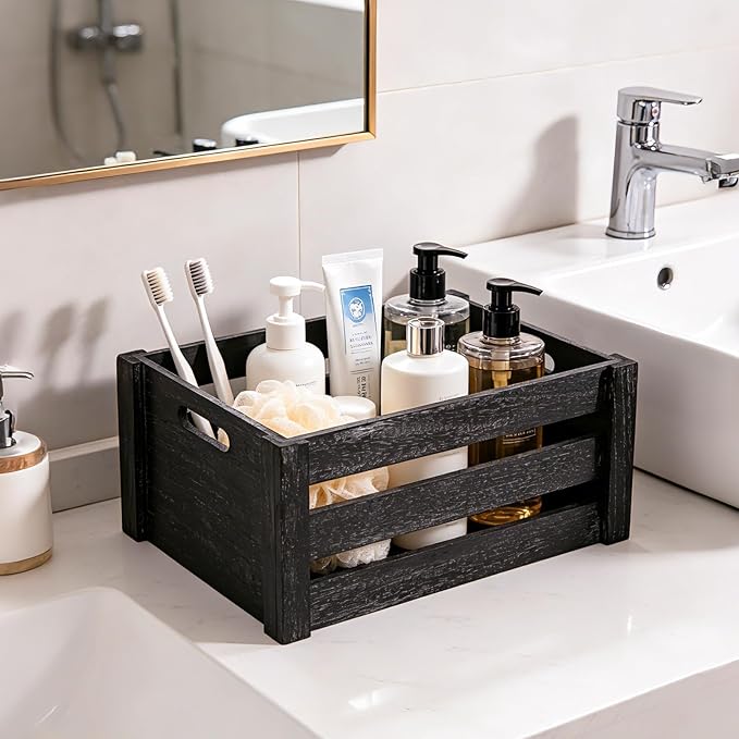 Set of 3 Nesting Wooden Crates, Small Rustic Farmhouse Wood Storage Boxes - Image 8