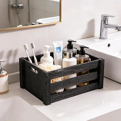 Set of 3 Nesting Wooden Crates, Small Rustic Farmhouse Wood Storage Boxes - Image 8