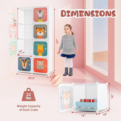 Costzon Kids Closet, Cartoon DIY Modular Dresser Storage Organizer - Image 7