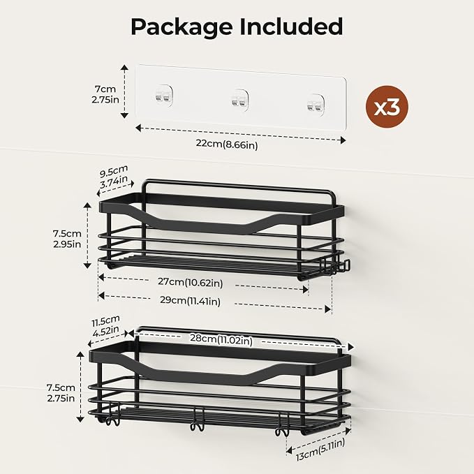 Orimade Shower Caddy Basket Shelf Storage Rack, No Drilling Wall Mounted - Image 5