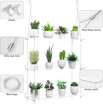 2-Tier Hanging Clear Plant Shelves - Image 4