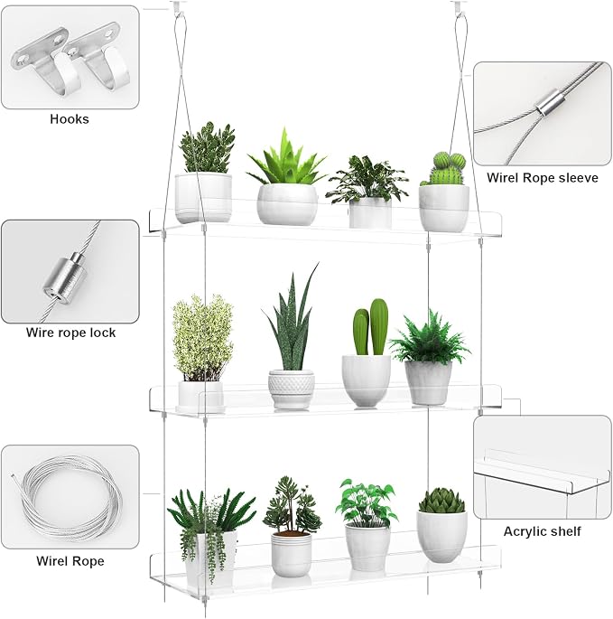 2-Pack Hanging Clear Plant Shelves - Image 4