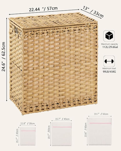 Laundry Hamper with Lid Wicker Laundry Basket 112 L Laundry Hampers Handwoven - Image 5