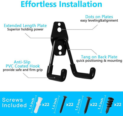 Garage Hooks, 12 Pack Wall Storage Hook Includes 2 Extension Cord Holder - Image 3
