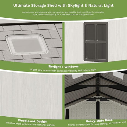 Patiowell 10x10 FT Outdoor Storage Shed, Plastic Shed - Image 6