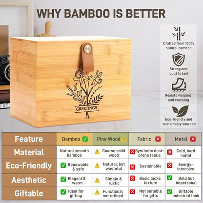 Large Bamboo Greeting Card Organizer Box - Image 4
