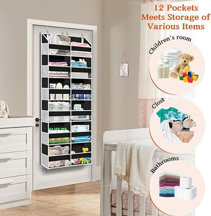 Over The Door Organizer 6 Tiers, Extra Large Behind Door Storage of 12 - Image 6