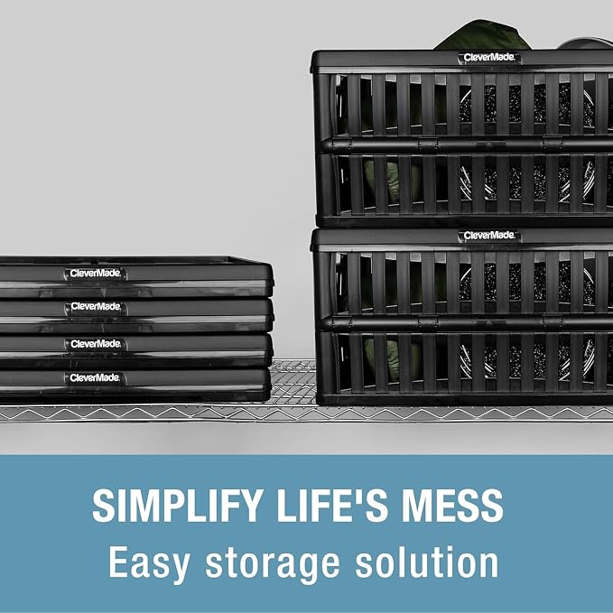 CleverMade Collapsible Utility Crates, 3 Pack, Obsidian | Each crate carries 66 - Image 3