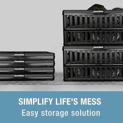 CleverMade Collapsible Utility Crates, 3 Pack, Obsidian | Each crate carries 66 - Image 3