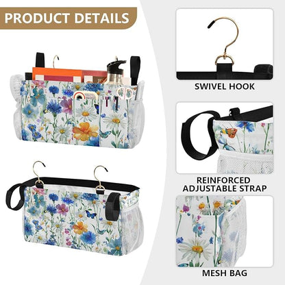 Watercolor Cornflower Daisy Bedside Caddy - Image 5